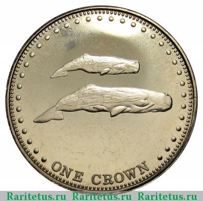 Реверс монеты 1 крона (crown) 2008 года  кашалоты Тристан-да-Кунья