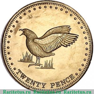 Реверс монеты 20 пенсов (pence) 2009 года  остров Гоф Тристан-да-Кунья