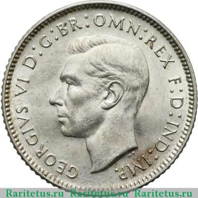 6 пенсов (pence) 1943 года D знак монетного двора Австралия