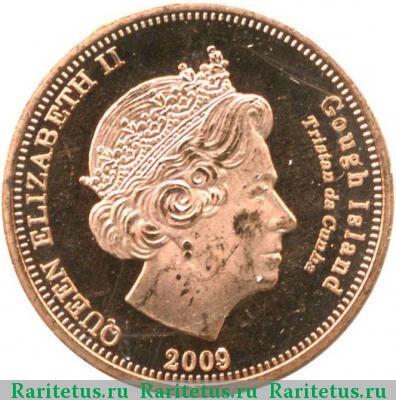 1 пенни (penny) 2009 года  остров Гоф Тристан-да-Кунья