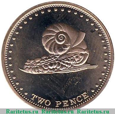 Реверс монеты 2 пенса (pence) 2008 года   Тристан-да-Кунья