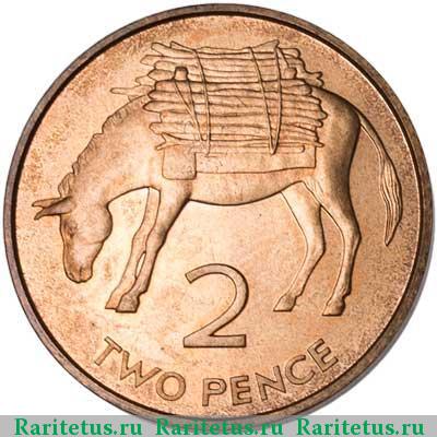 Реверс монеты 2 пенса (pence) 1984 года   Острова Святой Елены и Вознесения
