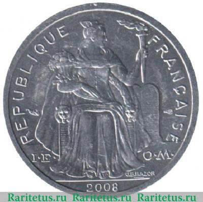 1 франк (franc) 2008 года   Французская Полинезия