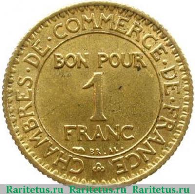 Реверс монеты 1 франк (franc) 1922 года   Франция