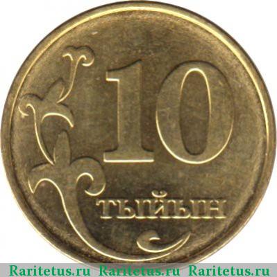 Реверс монеты 10 тыйынов 2008 года  