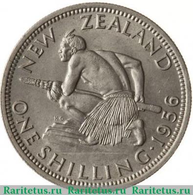Реверс монеты 1 шиллинг (shilling) 1956 года   Новая Зеландия