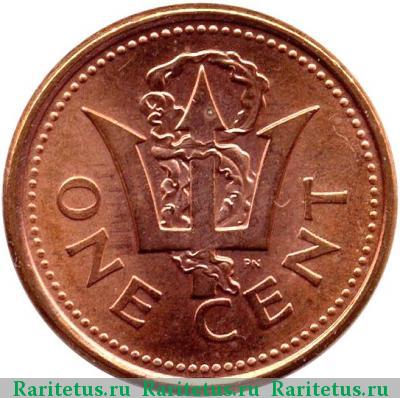 Реверс монеты 1 цент (cent) 2005 года  Барбадос