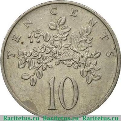 Реверс монеты 10 центов (cents) 1986 года   Ямайка