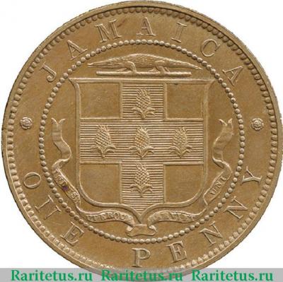 Реверс монеты 1 пенни (penny) 1895 года   Ямайка