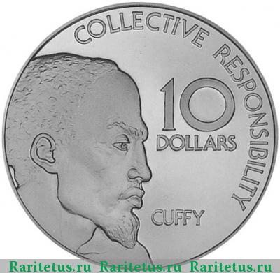 Реверс монеты 10 долларов (dollars) 1976 года   Гайана proof