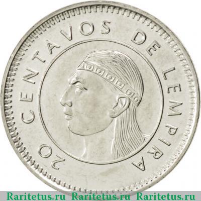 Реверс монеты 20 сентаво (centavos) 1999 года  Гондурас