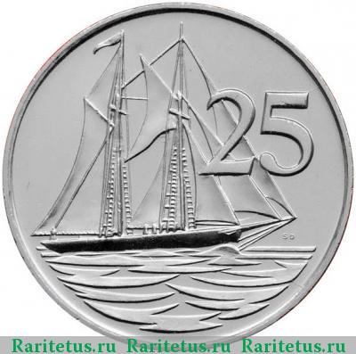 Реверс монеты 25 центов (cents) 2008 года   Каймановы острова