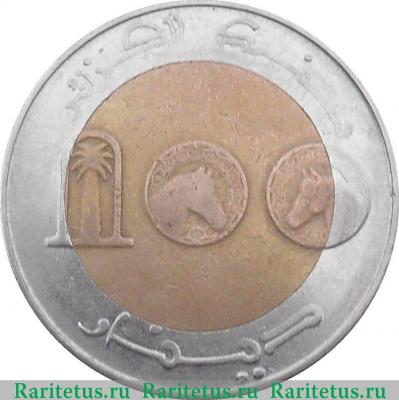 Реверс монеты 100 динаров (dinars) 2002 года   Алжир