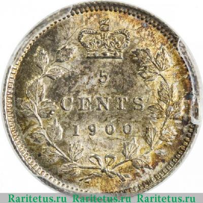 Реверс монеты 5 центов (cents) 1900 года   Канада