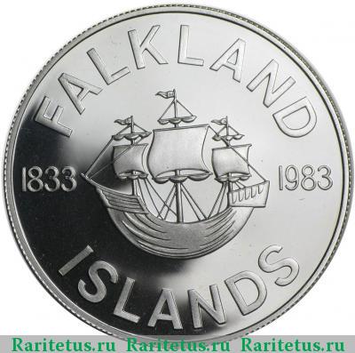 Реверс монеты 50 пенсов (pence) 1983 года   Фолклендские острова proof