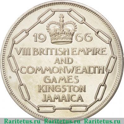 Реверс монеты 5 шиллингов (shillings) 1966 года  Ямайка