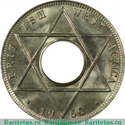 Реверс монеты 1/10 пенни (penny) 1950 года  Британская Западная Африка Британская Западная Африка