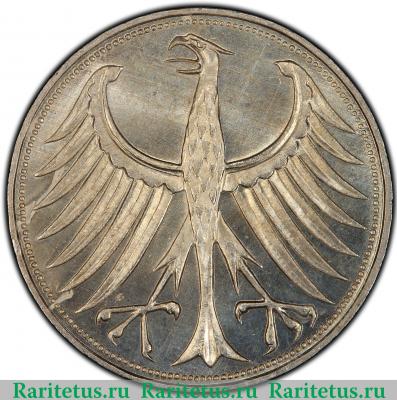 5 марок (deutsche mark) 1960 года D  Германия