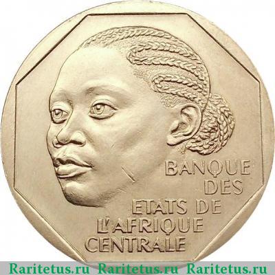Реверс монеты 500 франков (francs) 1985 года  Габон Габон