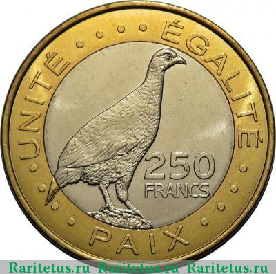 Реверс монеты 250 франков (francs) 2012 года  Джибути Джибути