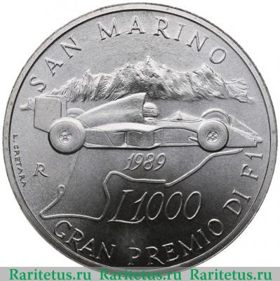 Реверс монеты 1000 лир (lire) 1989 года   Сан-Марино
