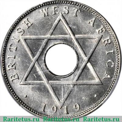 Реверс монеты 1/2 пенни (penny) 1919 года KN  Британская Западная Африка