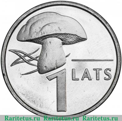 Реверс монеты 1 лат (lats) 2004 года  гриб Латвия