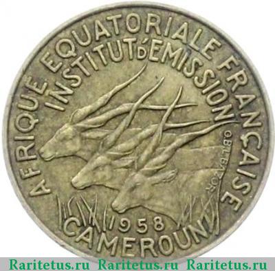 10 франков (francs) 1958 года   Камерун