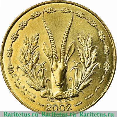 5 франков (francs) 2002 года   Западная Африка (BCEAO)