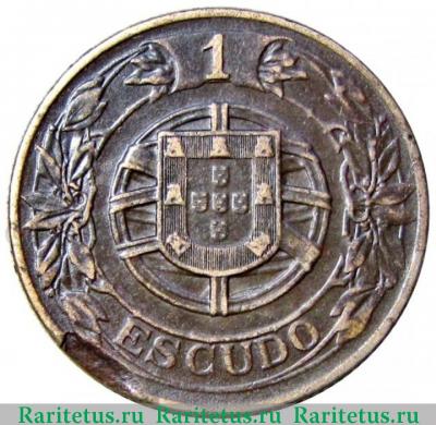 Реверс монеты 1 эскудо (escudo) 1924 года   Португалия