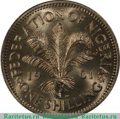 Реверс монеты 1 шиллинг (shilling) 1961 года  Нигерия Нигерия