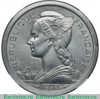 1 франк (franc) 1948 года   Реюньон