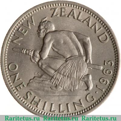 Реверс монеты 1 шиллинг (shilling) 1963 года   Новая Зеландия