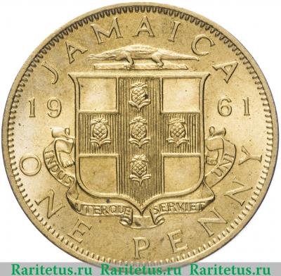 Реверс монеты 1 пенни (penny) 1961 года   Ямайка