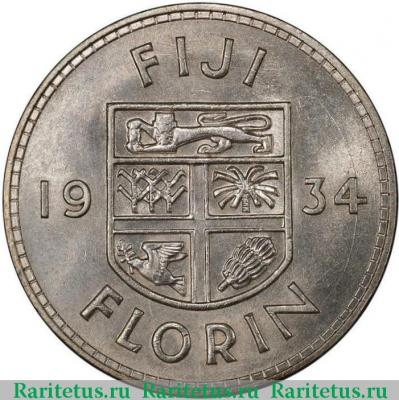 Реверс монеты 1 флорин (florin) 1934 года   Фиджи