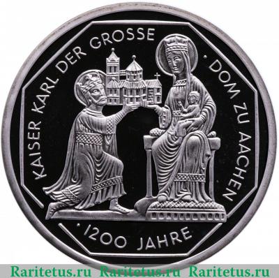 Реверс монеты 10 марок (deutsche mark) 2000 года G Ахенский собор Германия