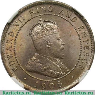 1 пенни (penny) 1905 года   Ямайка