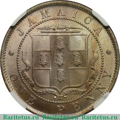Реверс монеты 1 пенни (penny) 1905 года   Ямайка