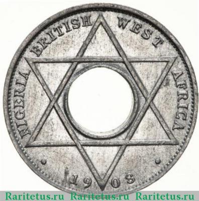 Реверс монеты 1/10 пенни (penny) 1908 года  алюминий Британская Западная Африка