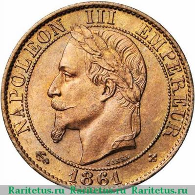 5 сантимов (centimes) 1861 года BB  Франция