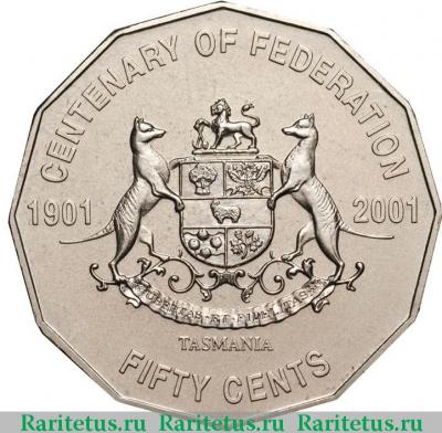 Реверс монеты 50 центов (cents) 2001 года  Тасмания Австралия