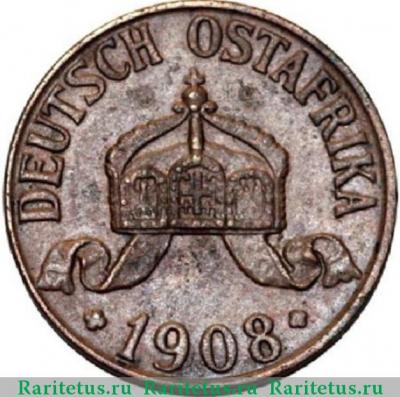 1 геллер (heller) 1908 года   Германская Восточная Африка