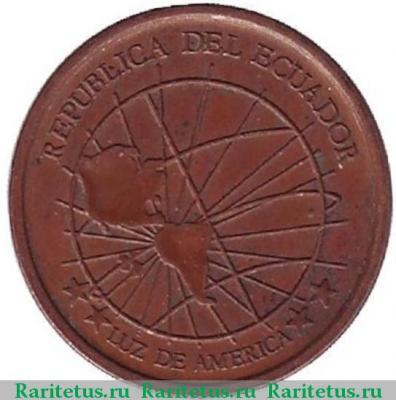 1 сентаво (centavo) 2003 года  латунь Эквадор
