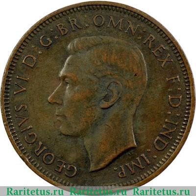 1/2 пенни (penny) 1939 года  надпись Австралия