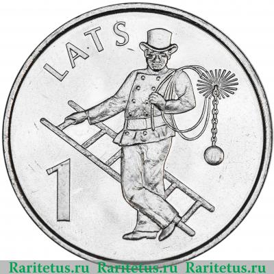 Реверс монеты 1 лат (lats) 2008 года  трубочист Латвия
