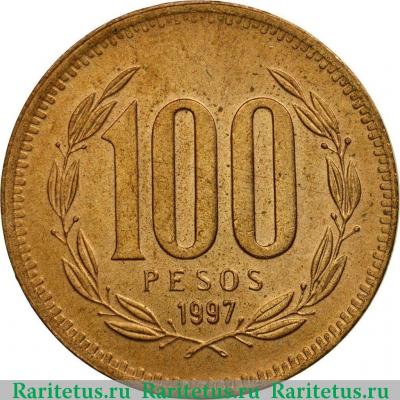 Реверс монеты 100 песо (pesos) 1997 года   Чили