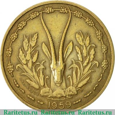 10 франков (francs) 1959 года   Западная Африка (BCEAO)
