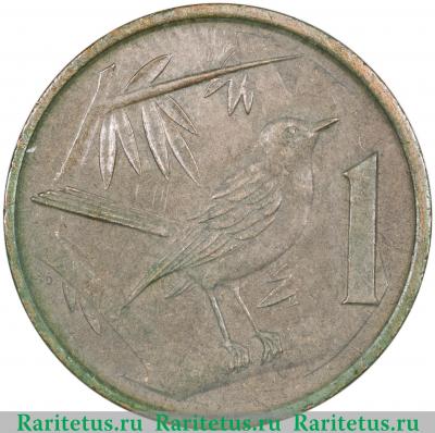 Реверс монеты 1 цент (cent) 1987 года   Каймановы острова