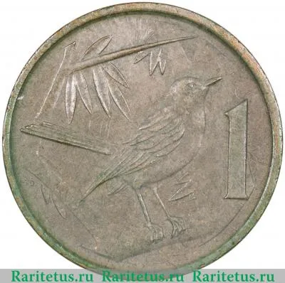 Реверс монеты 1 цент (cent) 1987 года   Каймановы острова