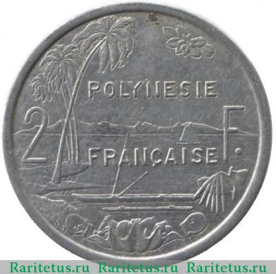 Реверс монеты 2 франка (francs) 2002 года   Французская Полинезия